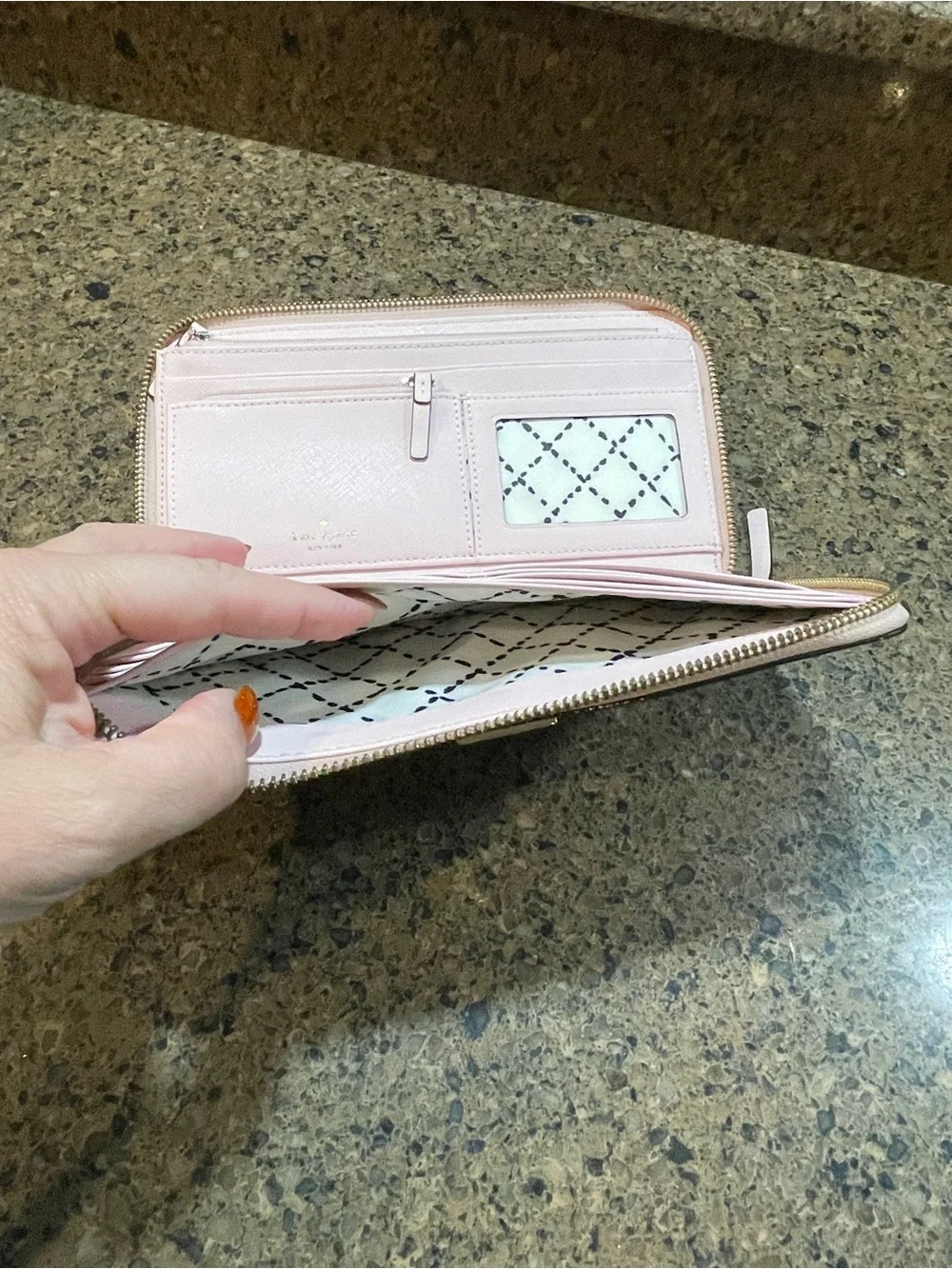 KATE SPADE Newbury Lane Neda Zip Around Wallet POSYPINK (953) Feminine Luxury
